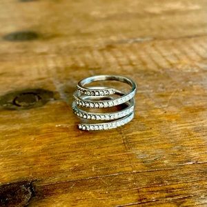 Aldo Wrap Ring with clear rhinestones, size 7